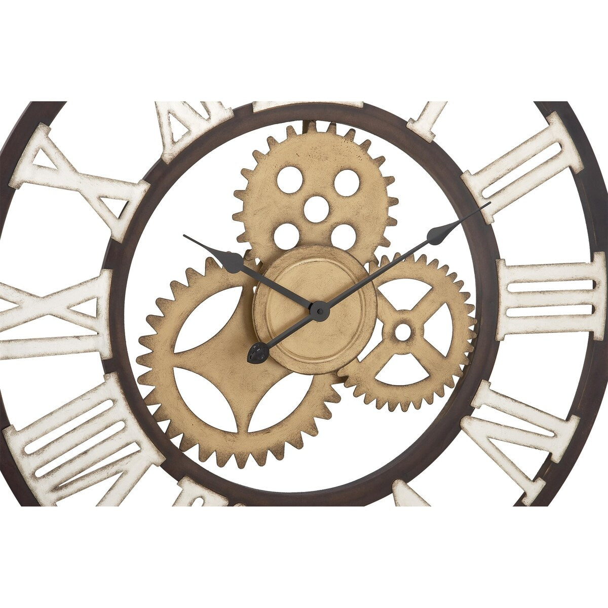 Metal Gear Decorative Wall Clock - Brown - Roche River Decor