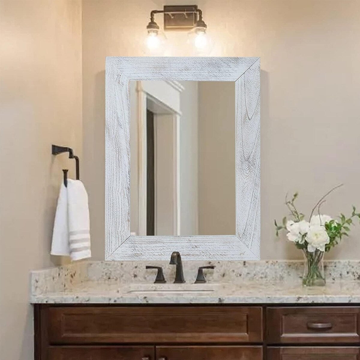 Farmhouse Wooden Framed Bathroom Vanity Wall Mirror