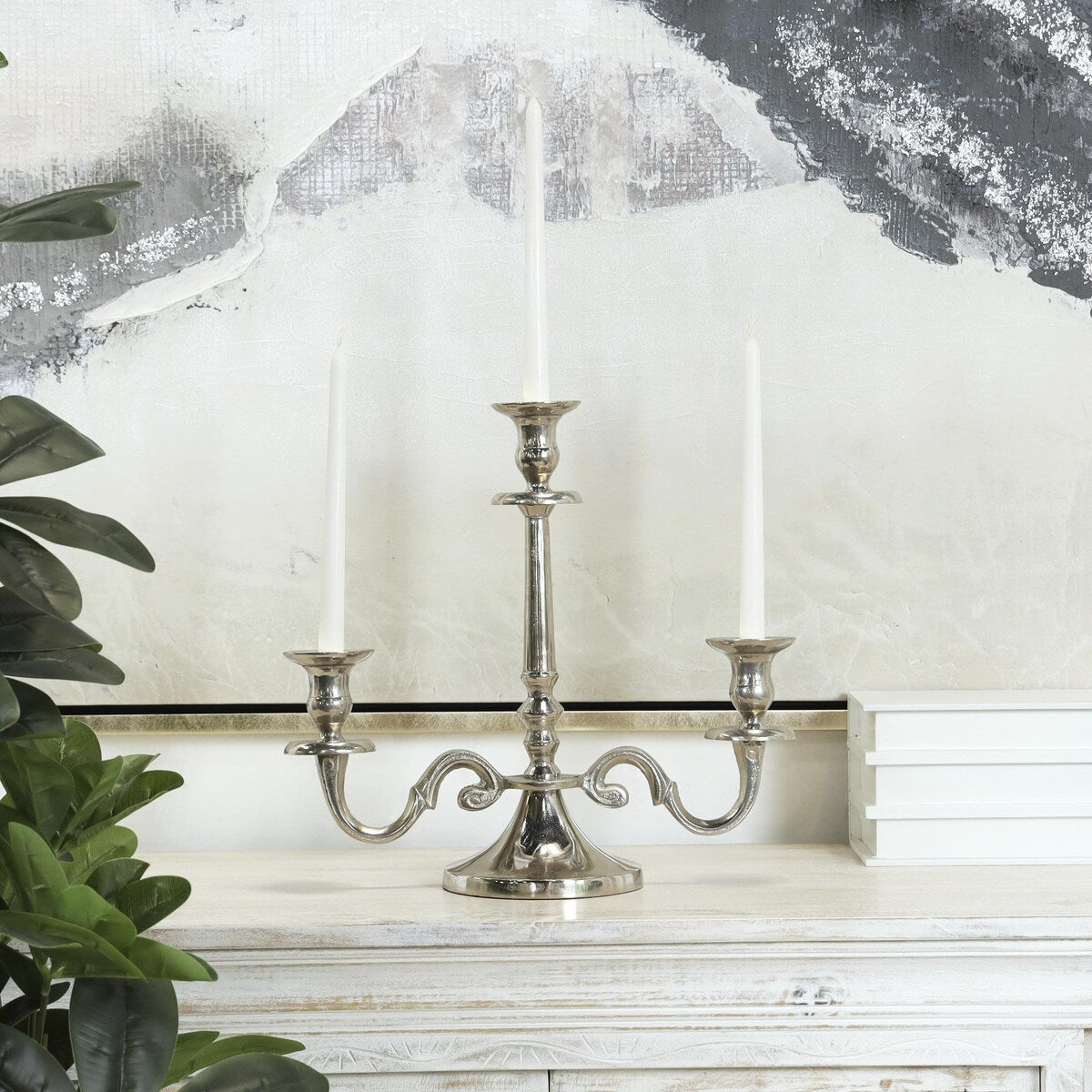 Aluminum Metal Scrolled Candelabra - Gold or Silver - The Novogratz