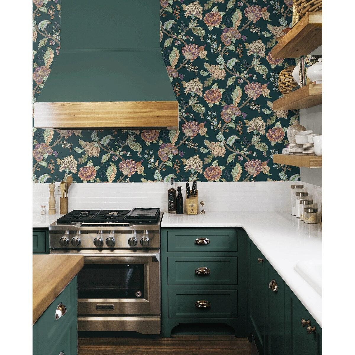 NextWall Kianna Jacobean Peel and Stick Wallpaper