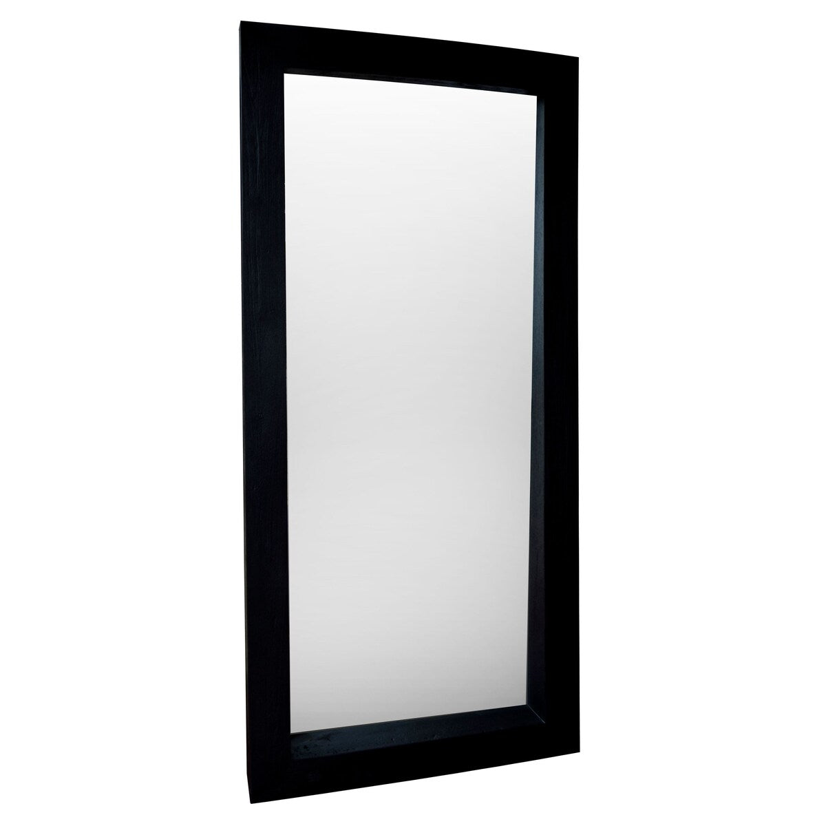 Cornell Wooden Floor Mirror with Wide Base, Black