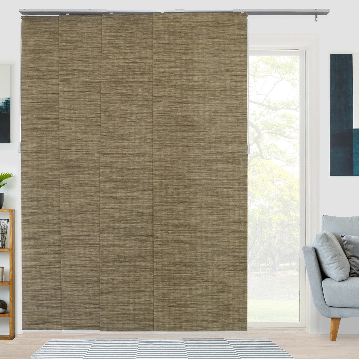 CHICOLOGY Adjustable Sliding Panels, 4-Rail Track, Vertical Blinds, Pation Door Curtain, Room Divider