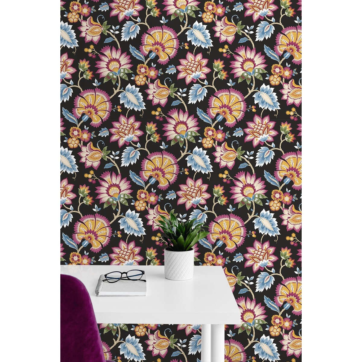 NextWall Jacobean Blossom Floral Peel and Stick Wallpaper