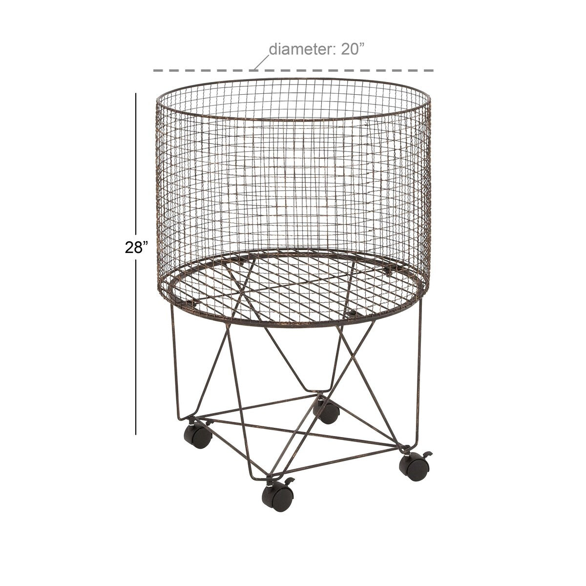 Metal Deep Set Wire Basket Storage Cart with Wheels - Bronze - Roche River Decor