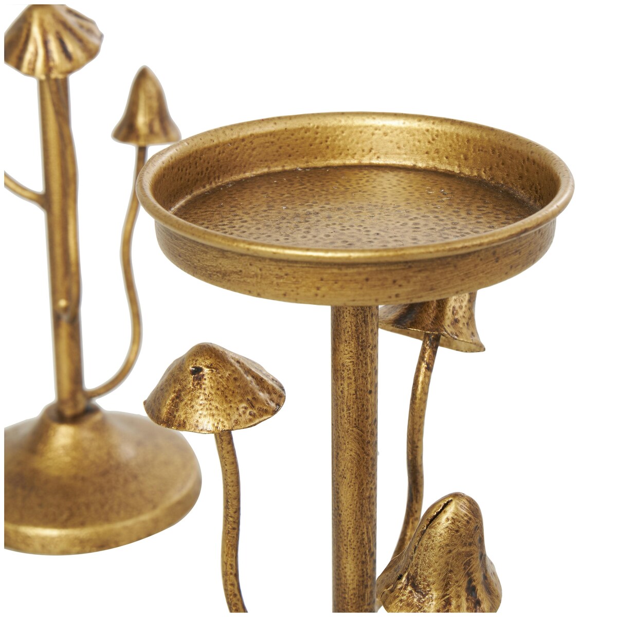 Metal Abstract Mushroom Inspired Decorative Candle Holder - Set of 2 Gold - Roche River Decor