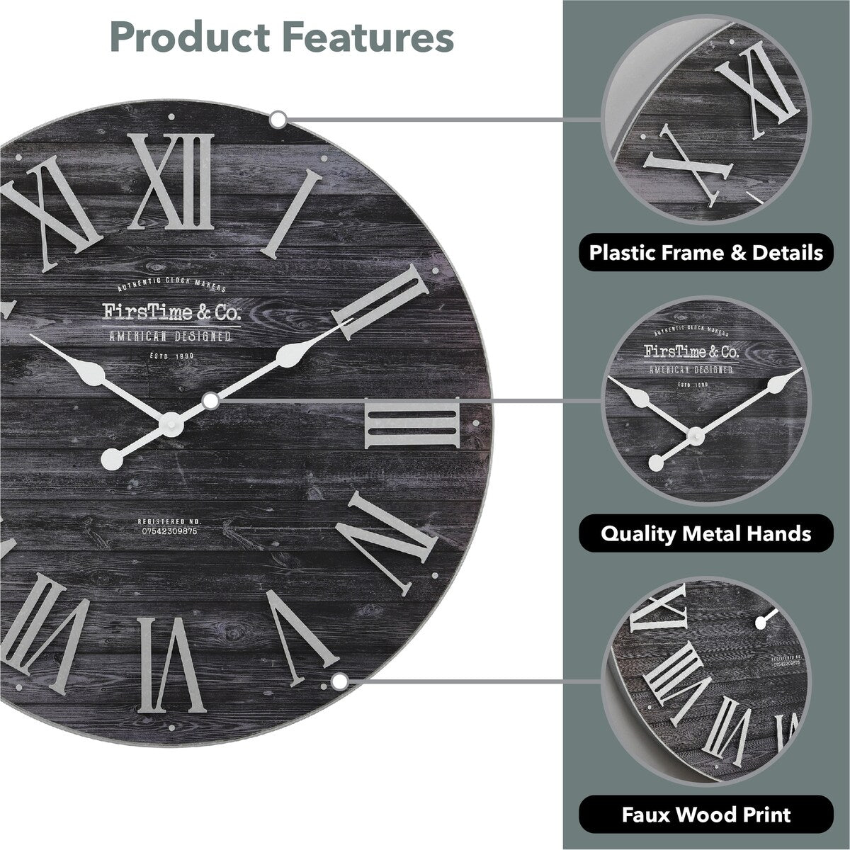 FirsTime & Co. Emmett Farmhouse Shiplap 27-in. Round Wall Clock