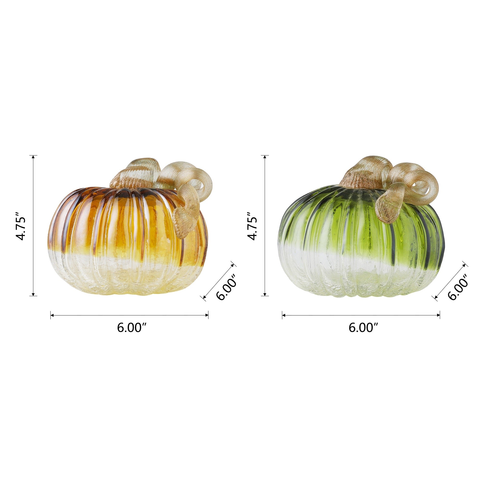 Glitzhome S/2 or S/3 Handblown Glass Pumpkins Thanksgiving Table Centerpiece Fall Harvest Gift Decor