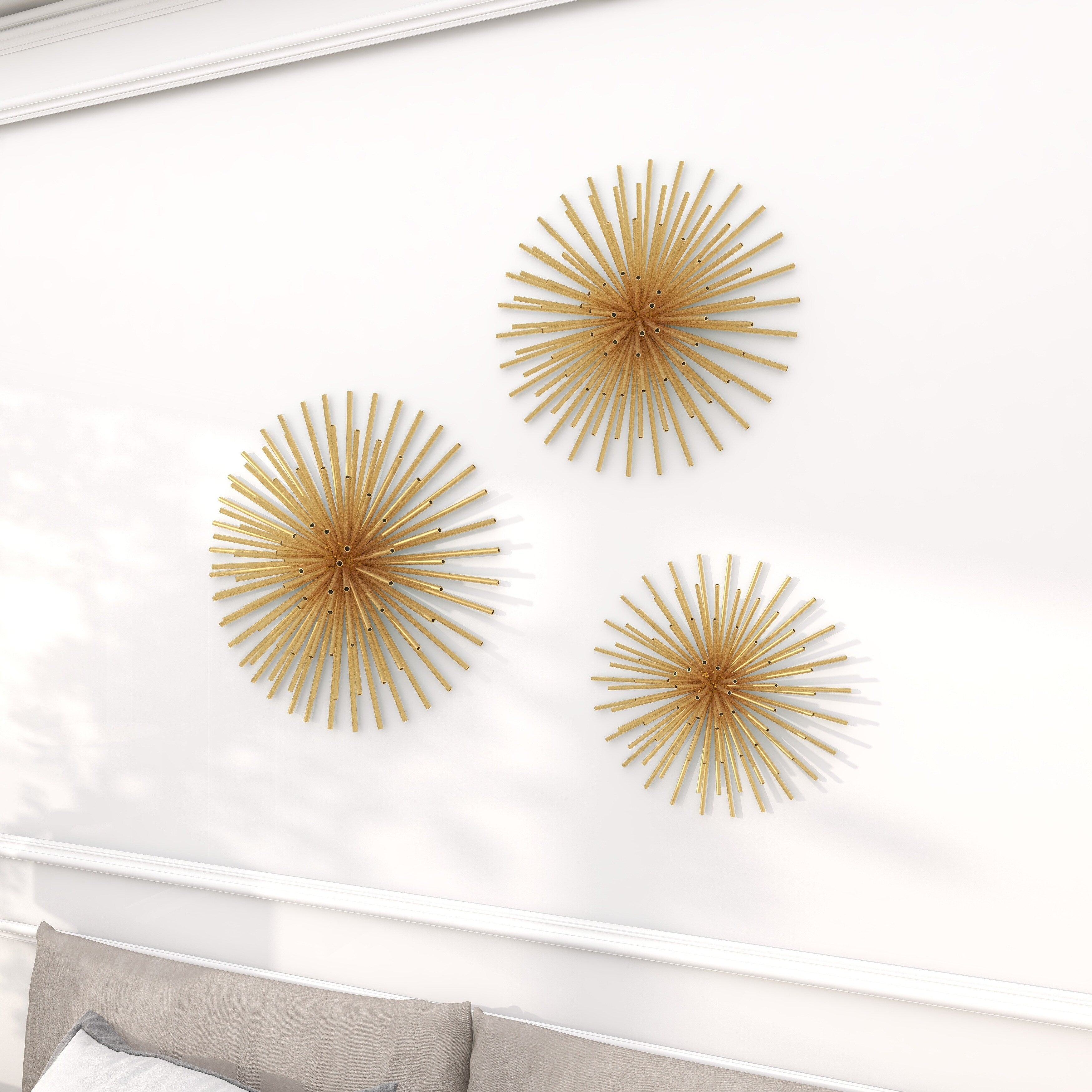 Metal Starburst 3D Home Wall Decor - Set of 3 Gold or Silver - CosmoLiving by Cosmopolitan