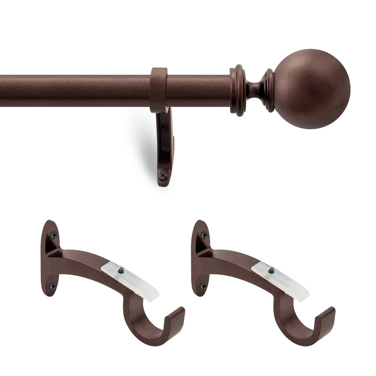 Deco window 1 Inch Adjustable Curtain Rod for Windows & Doors Curtains with Ball Finials & Brackets Set