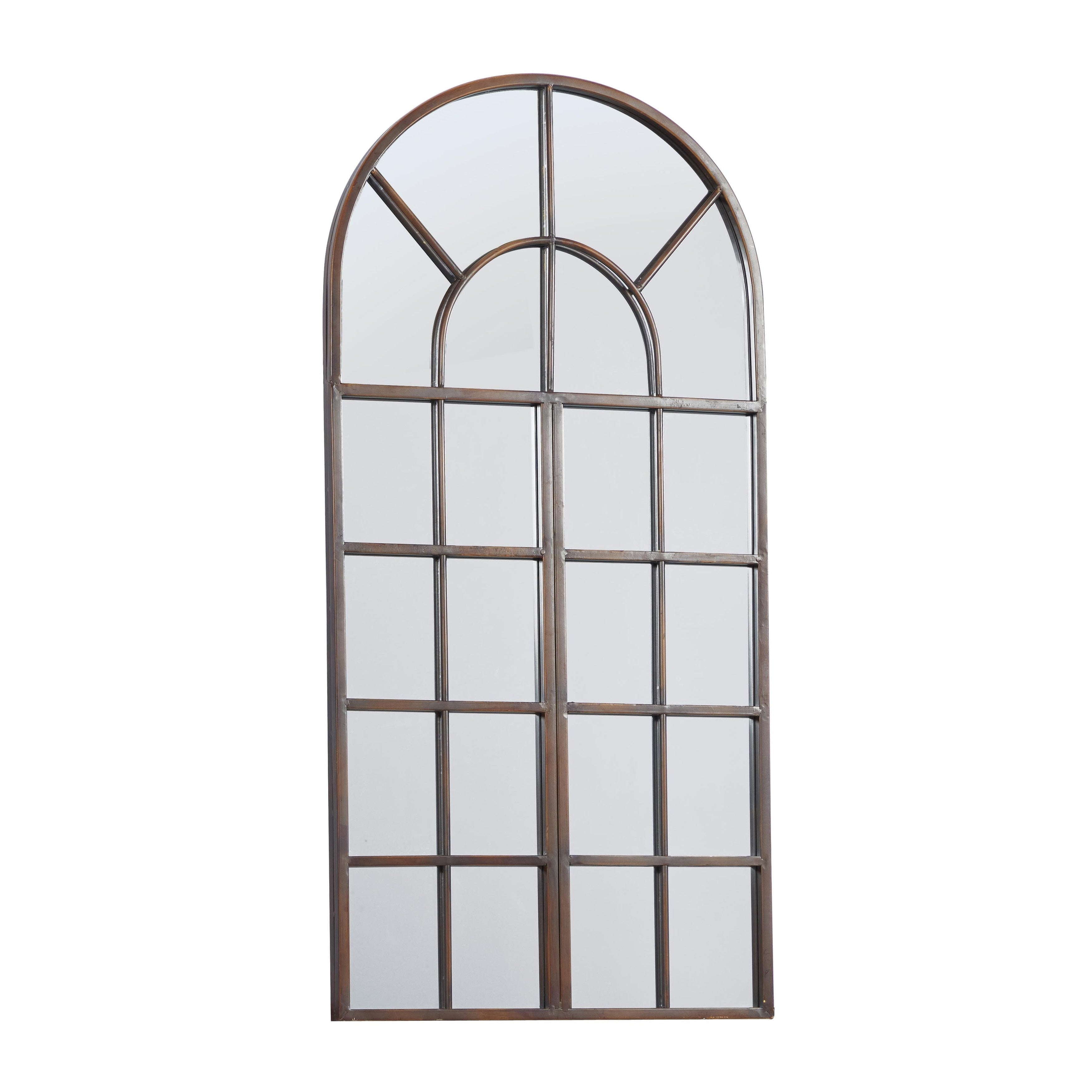 Metal Window Pane Inspired Grid Room Wall Mirror - Copper, Brown, Black - Roche River Decor