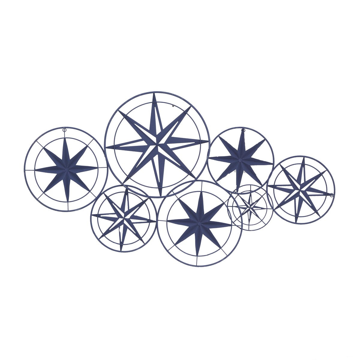 Metal Star Indoor Outdoor Cutout Compass Home Wall Decor with Overlapping Circular Frames - Blue - Roche River Decor