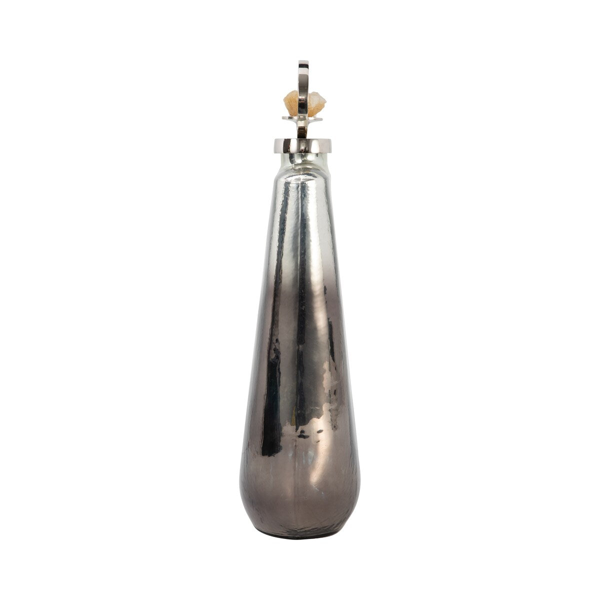 Sagebrook Home Modern Metallic Glass Bottle With Crystal Stone Top