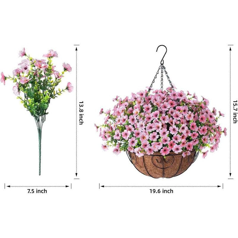 Artificial Fake Hanging Plants Flowers with Basket Outdoor Decor Faux Silk Daisy Flower Arrangements in Pot Planter