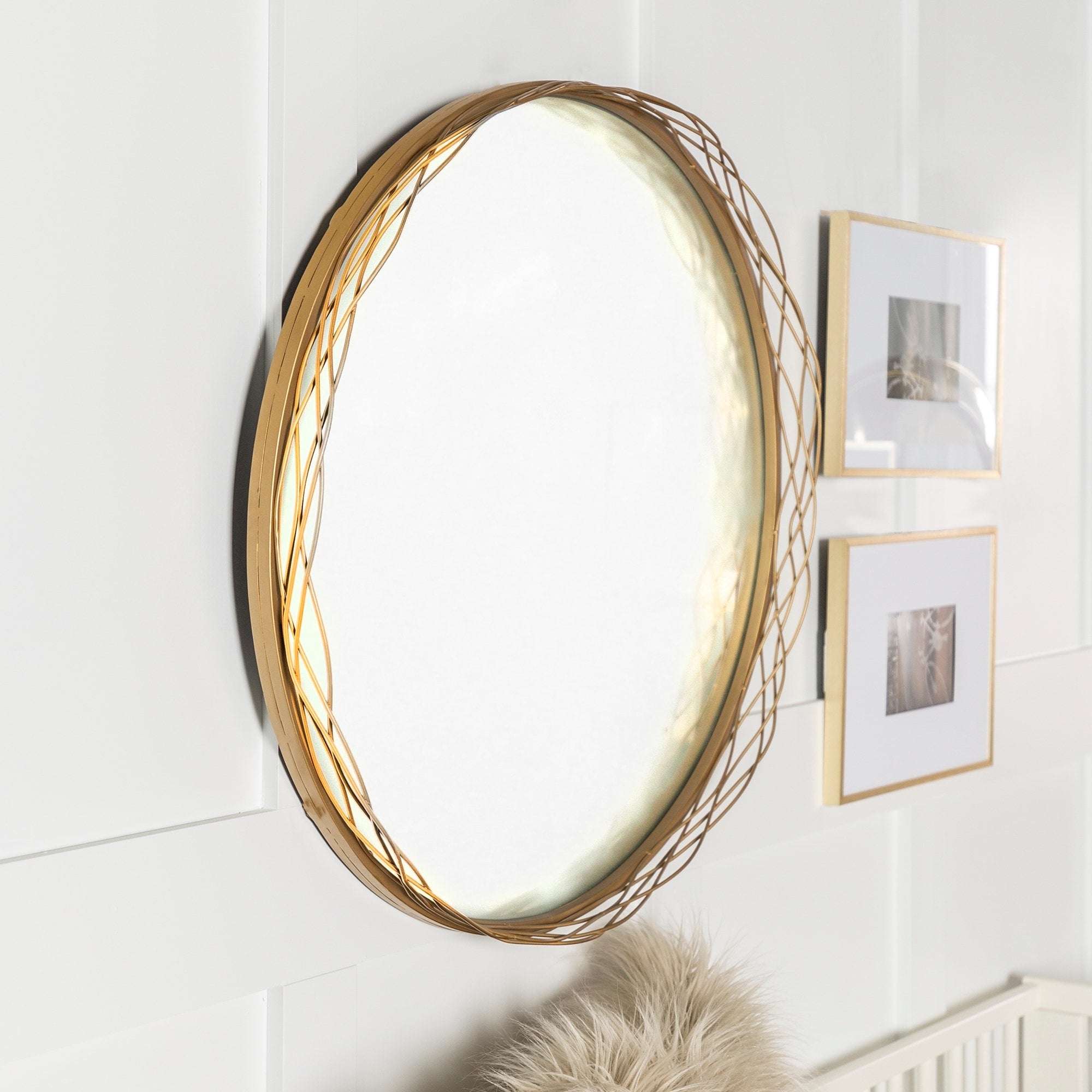 Middlebrook 32-inch Round Wire Nest Frame Wall Mirror - Gold