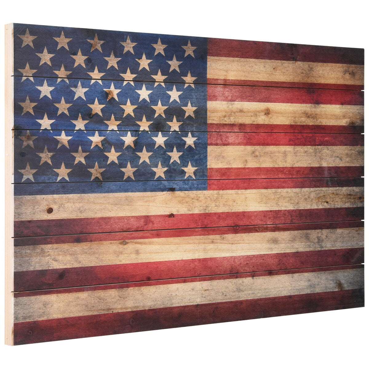 American Flag Solid Fir Wood Plank Wall Art