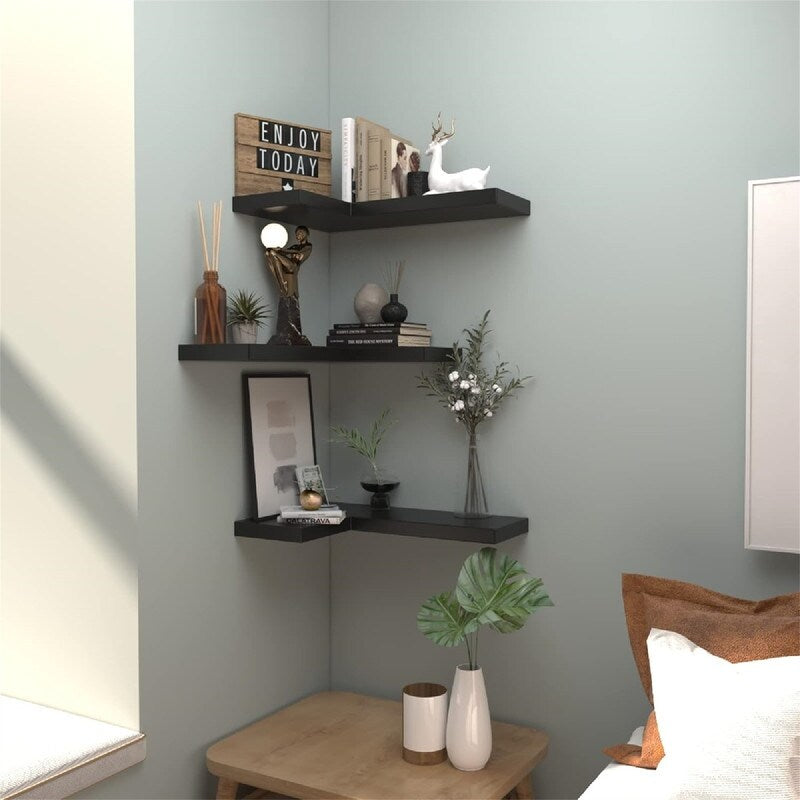 Corner Shelves Wall Mounted Set of 3 - 17.3D x 11.8W x 3.15H