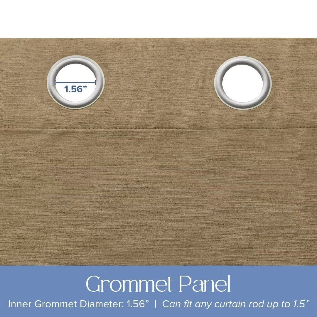 Blackout Brushed Textured Grommet Curtain Pair(2 Panels)