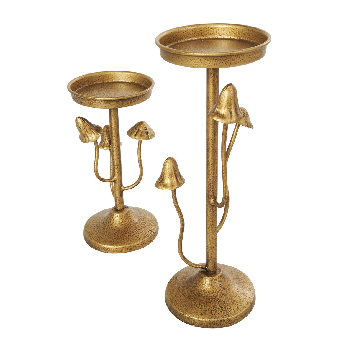 Metal Abstract Mushroom Inspired Decorative Candle Holder - Set of 2 Gold - Roche River Decor