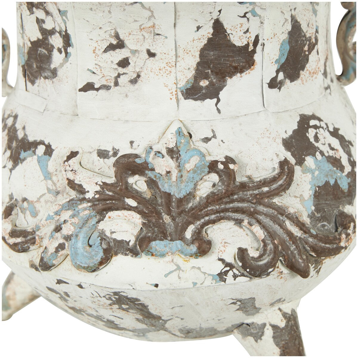 Metal Distressed Decorative Vase - White or Beige - Roche River Decor