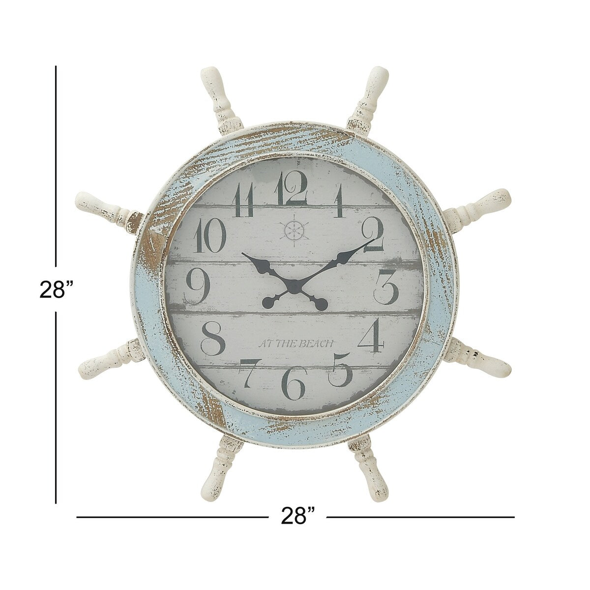 Wood Sail Boat Ship Wheel Decorative Wall Clock - Blue - Roche River Decor