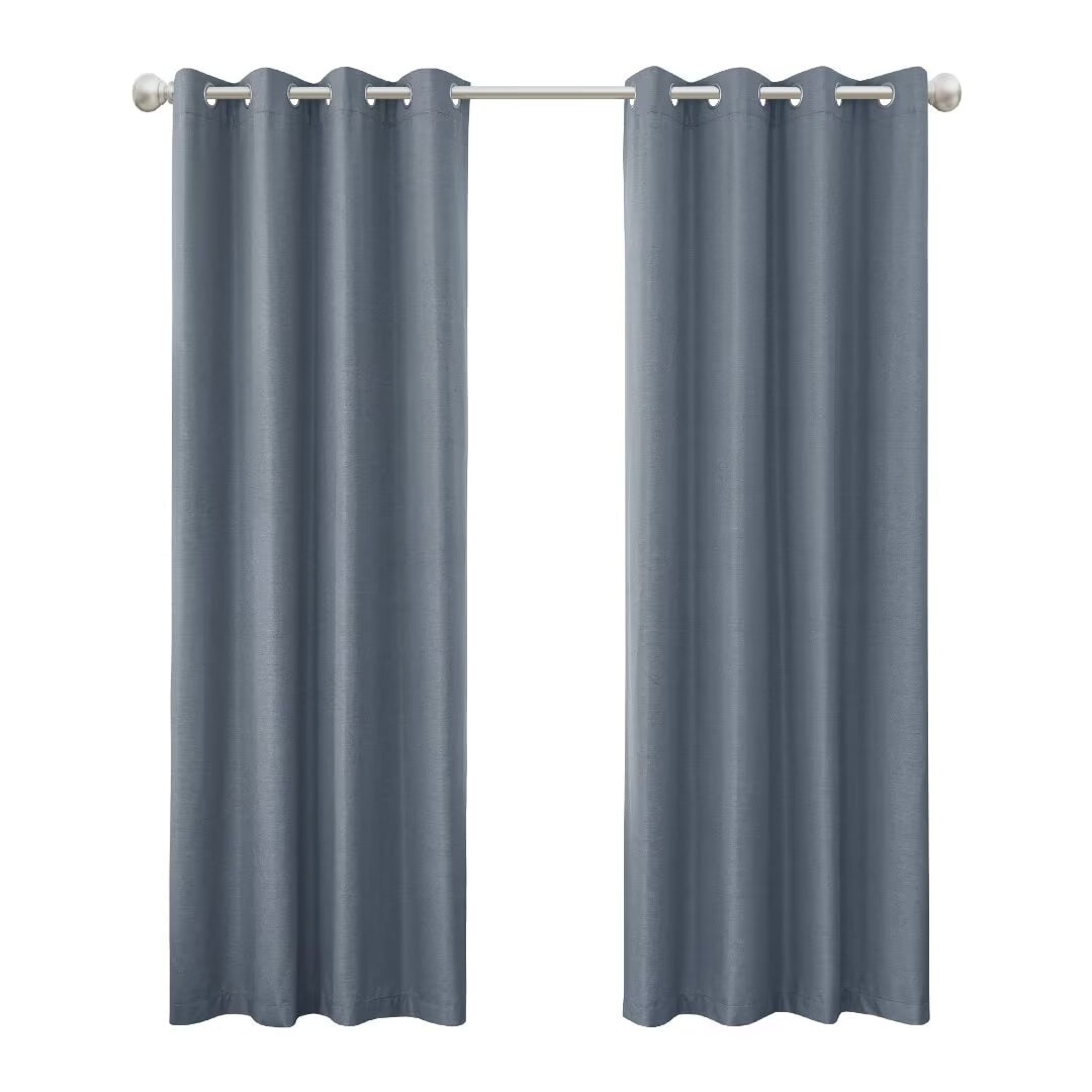 Blackout Brushed Textured Grommet Curtain Pair(2 Panels)