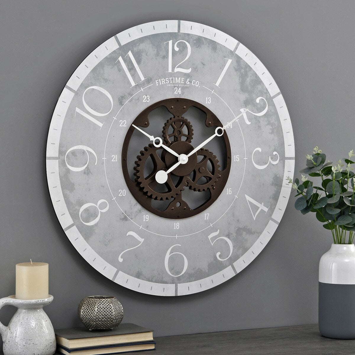 FirsTime & Co. Carlisle Gears Wall Clock, Wood, 27 x 2 x 27 in, American Designed