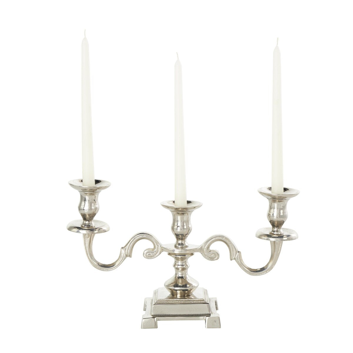 Aluminum Metal Scrolled Candelabra - Gold or Silver - The Novogratz