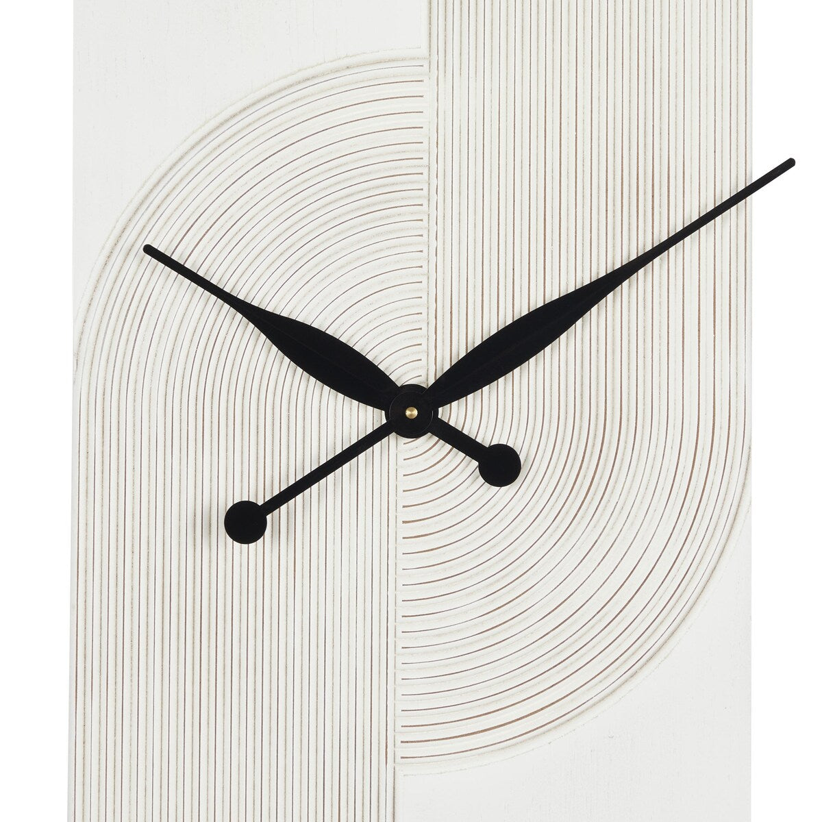 Wood Geometric Art Deco Inspired Line Art Decorative Wall Clock with Black Accents - White - The Novogratz