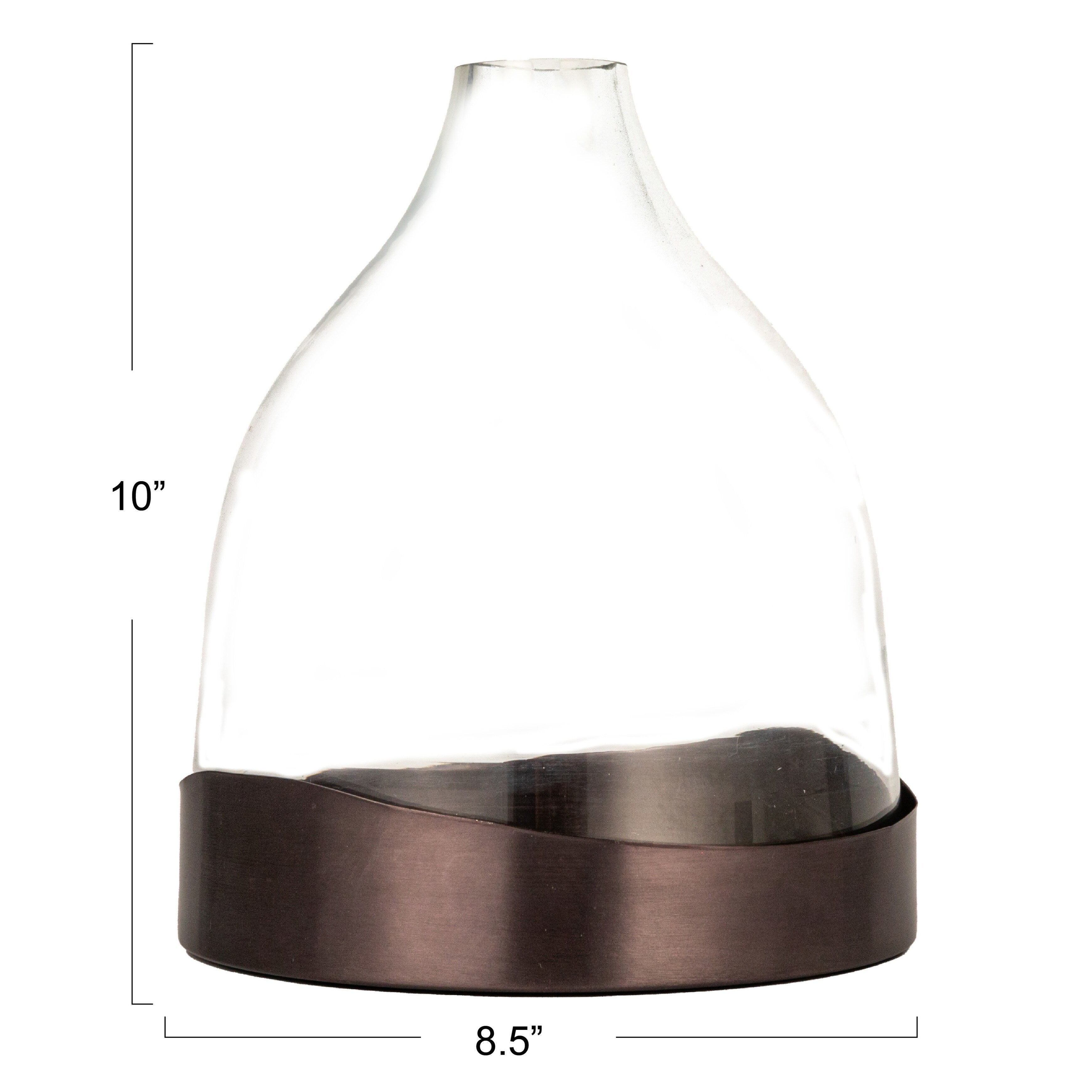 Decorative Glass Cloche with Metal Tray