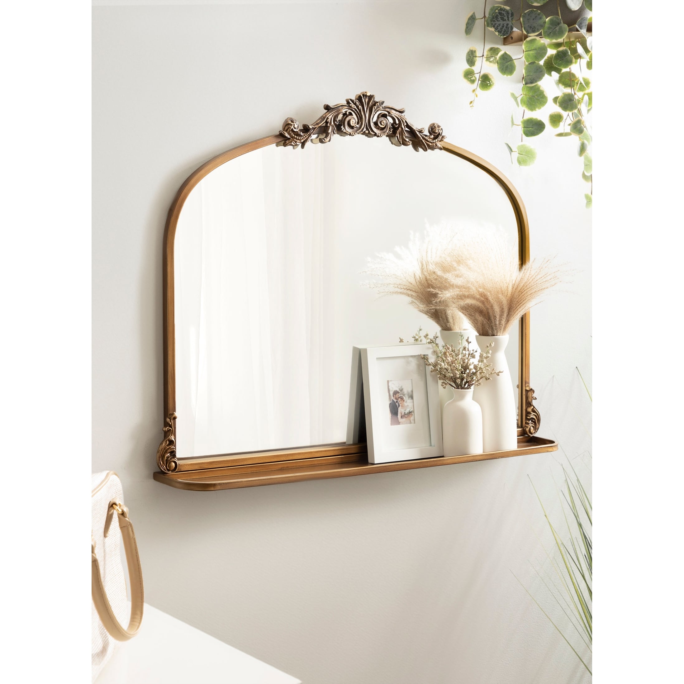 Kate and Laurel Arendahl Traditional Arch Mirror with Shelf