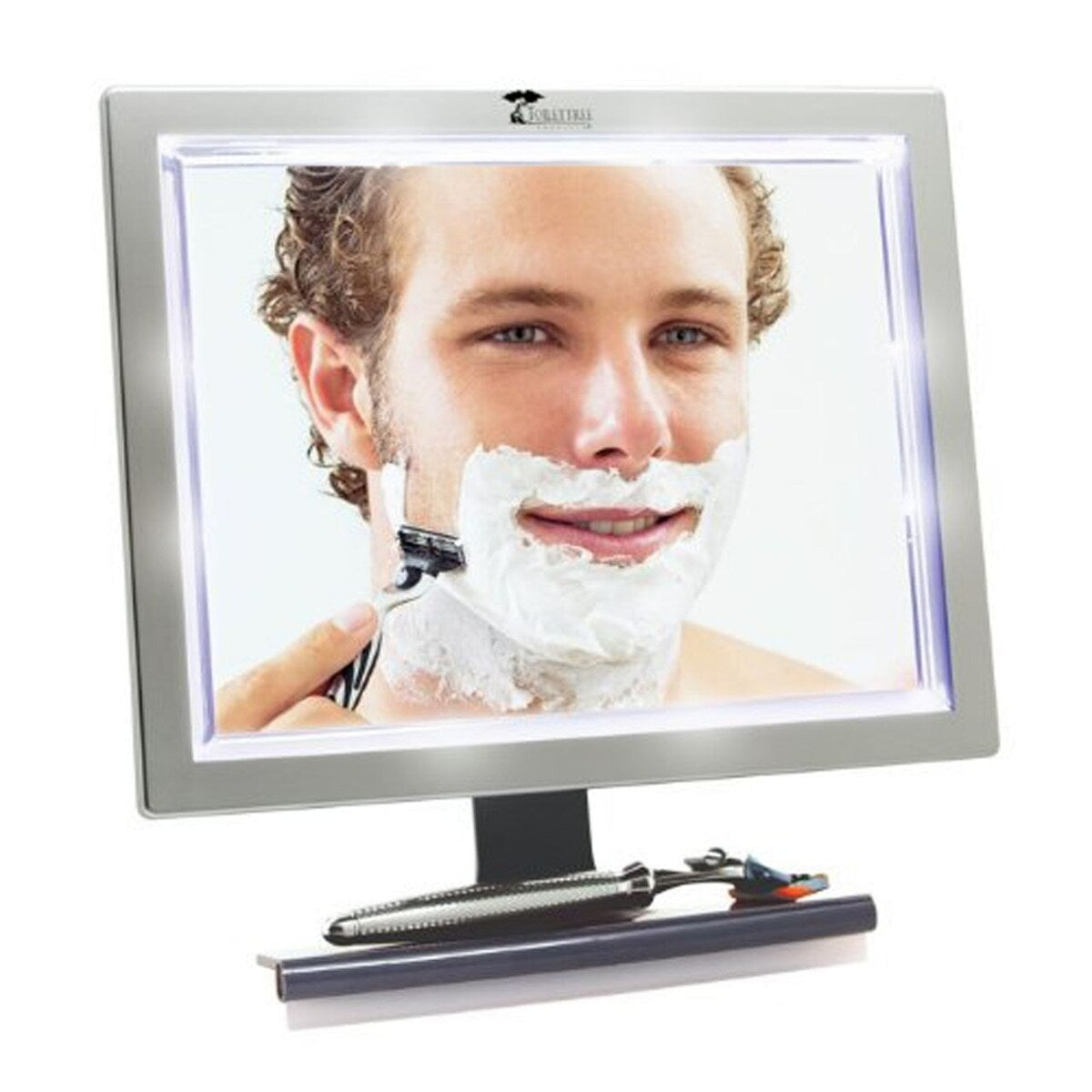 ToiletTree Products Fogless LED Shower Mirror with Squeegee - Bathroom Fogless Mirror for Shaving, Makeup, and Grooming