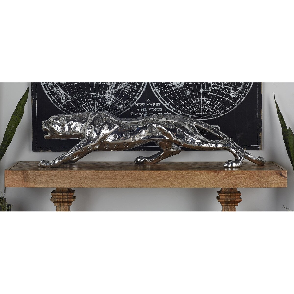 Polystone Leopard Decorative Sculpture - Silver - Roche River Decor