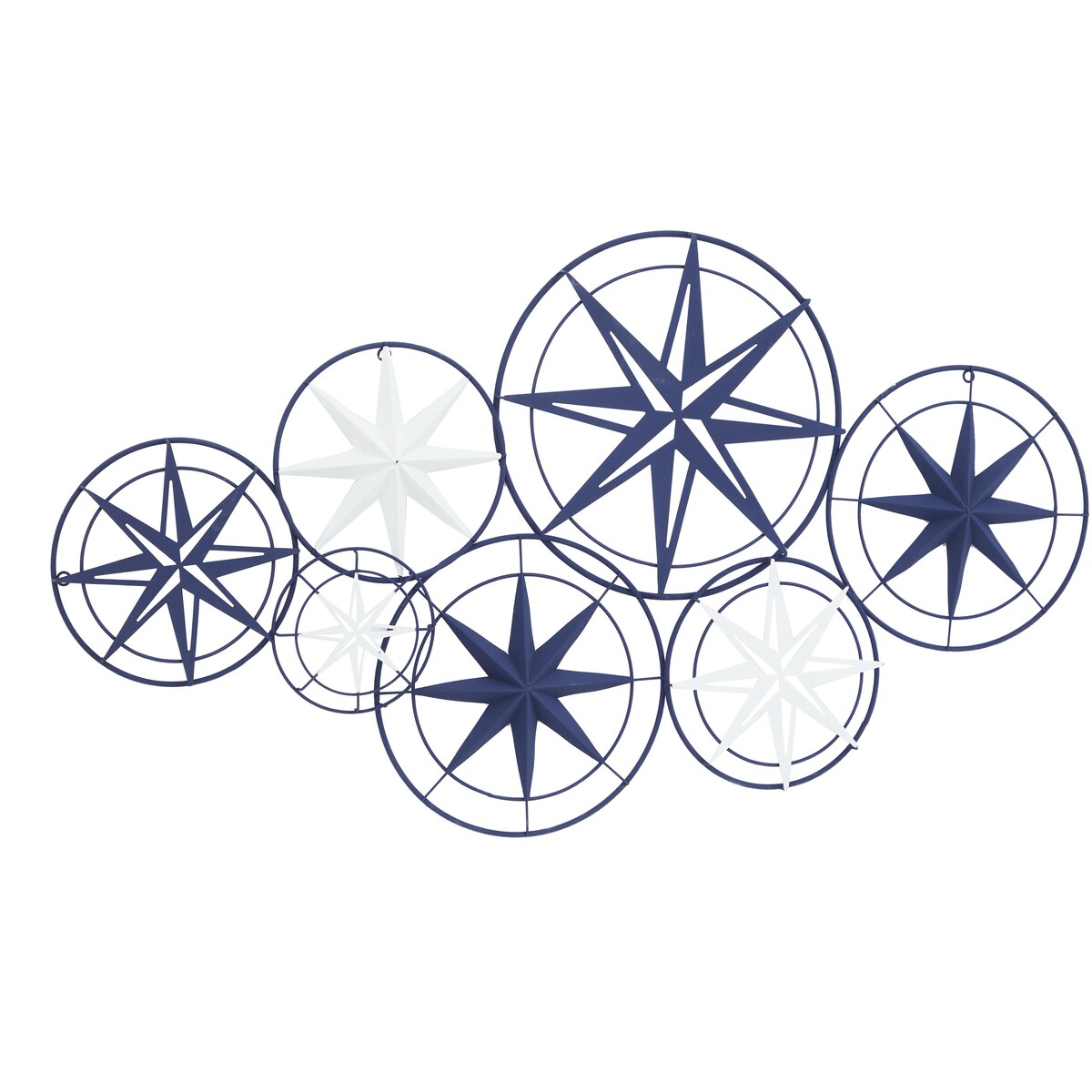 Metal Star Indoor Outdoor Cutout Compass Home Wall Decor with Overlapping Circular Frames - Blue - Roche River Decor