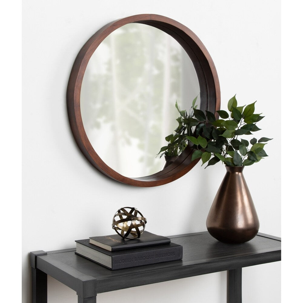 Kate and Laurel Hutton Round Wood Wall Mirror - 22 diameter