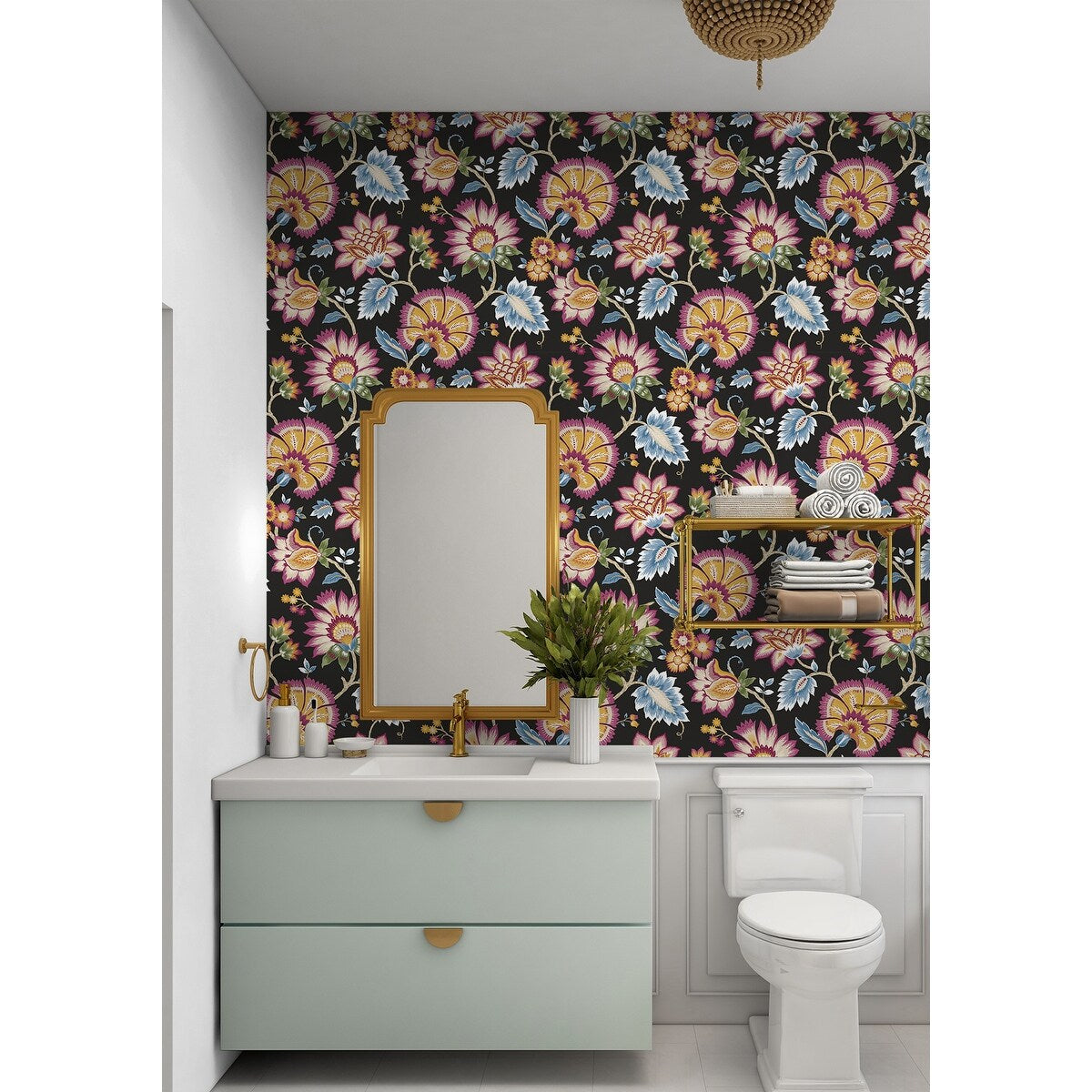 NextWall Jacobean Blossom Floral Peel and Stick Wallpaper