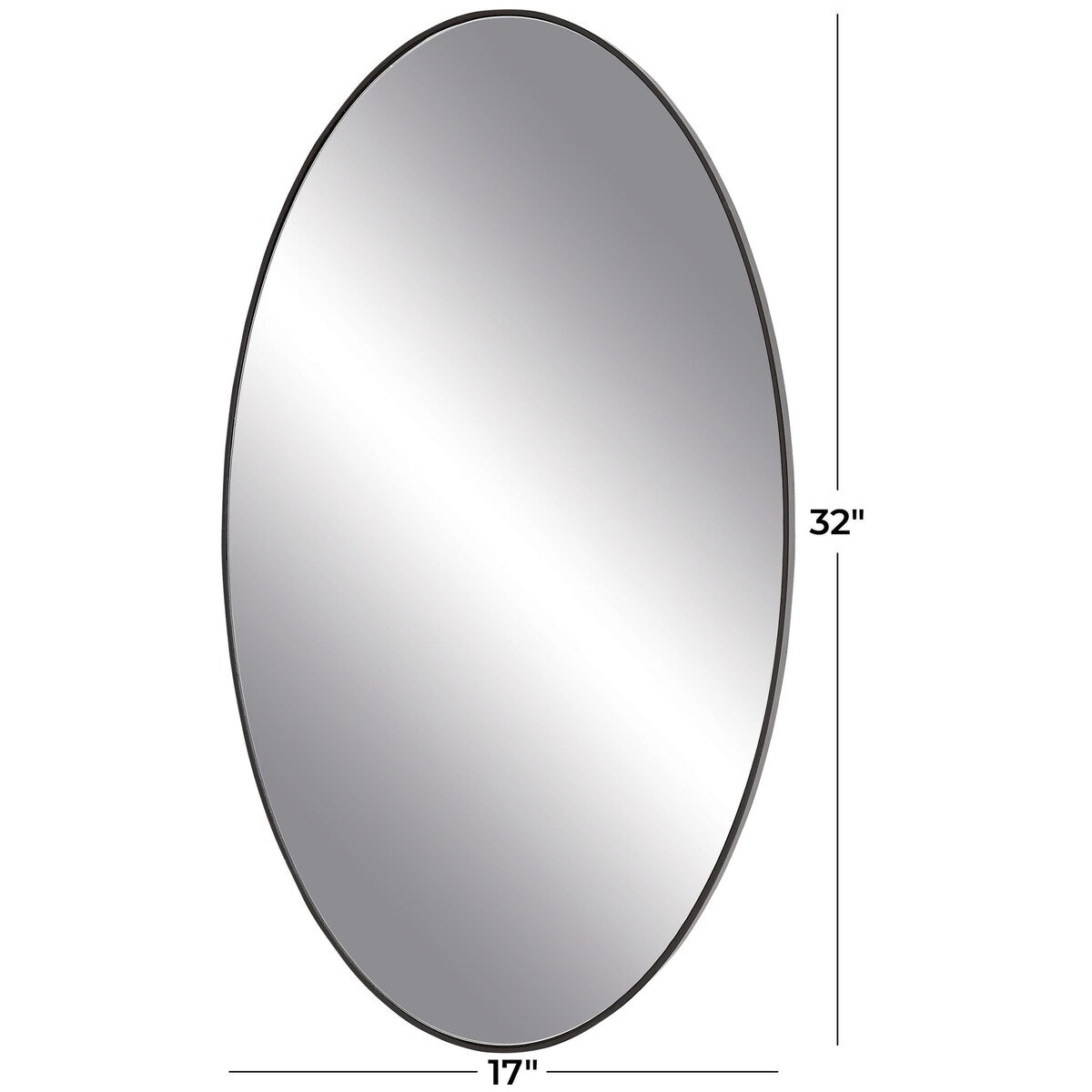 Wood Oval Room Wall Mirror with Thin Minimalistic Frame - Black, Gold or White - Roche River Decor