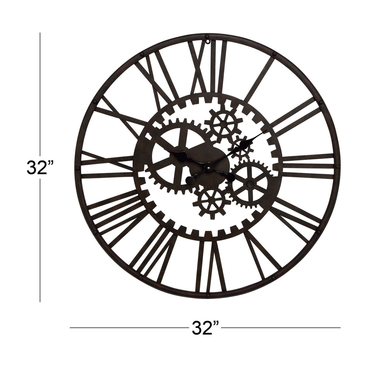 Metal Gear Decorative Wall Clock - Black - Roche River Decor