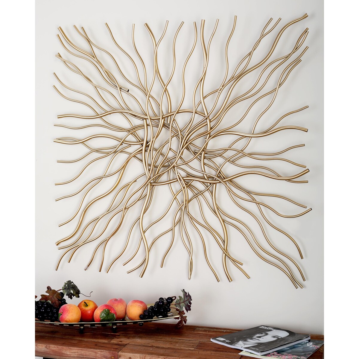 Metal Abstract Overlapping Lines Home Wall Decor - Gold - Roche River Decor