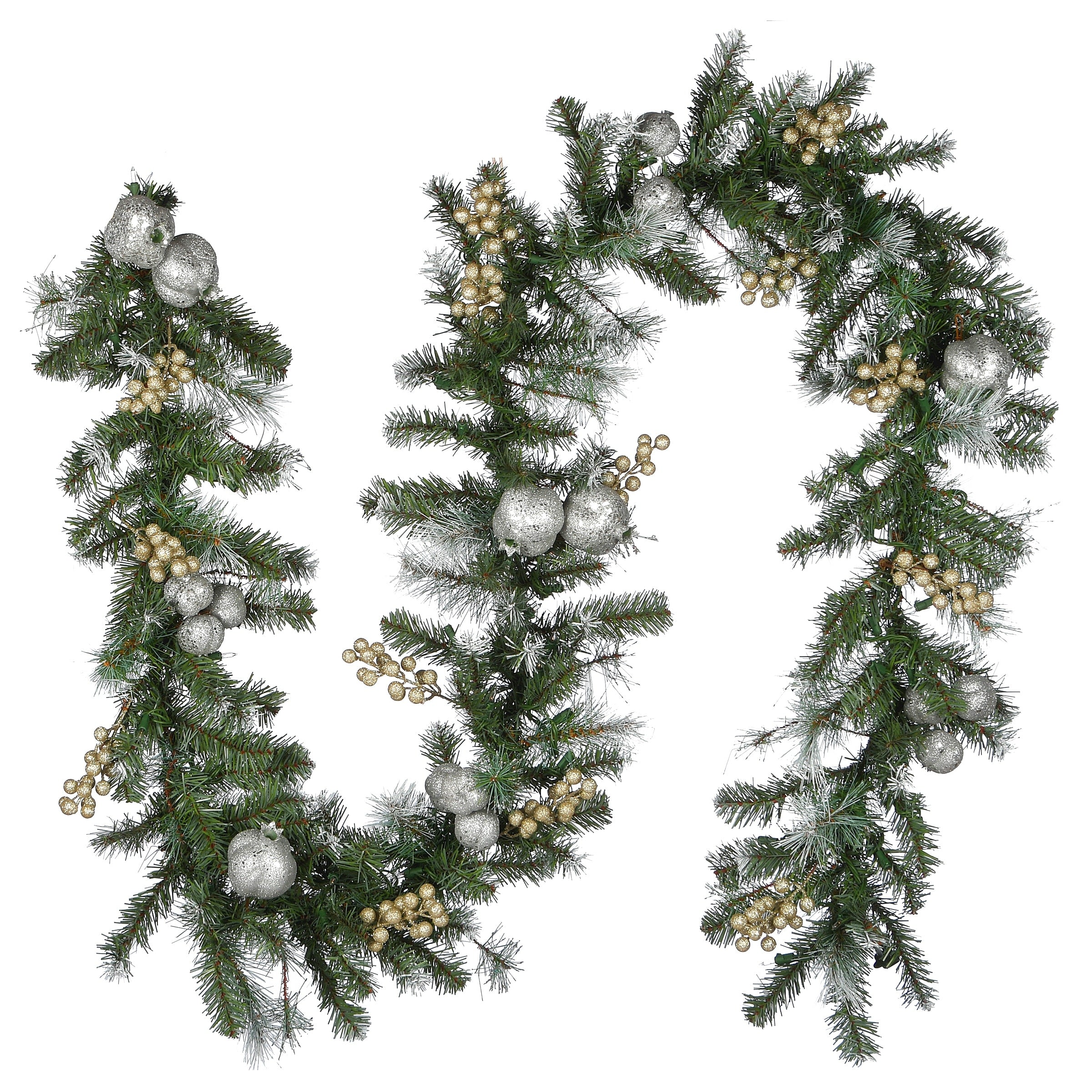 National Tree Company 9 ft. Glittery Pomegranate Pine Garland with Clear Lights - 9 ft