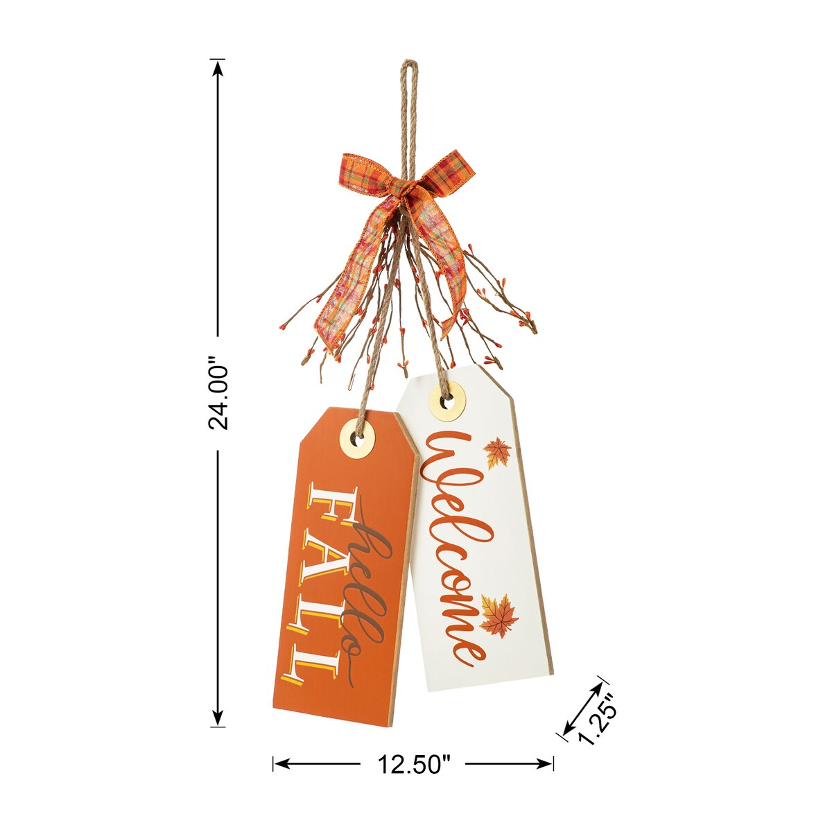 Glitzhome 24H Hello Fall or Give Thanks Welcome Fall Wooden Door Hanger Thanksgiving Decor