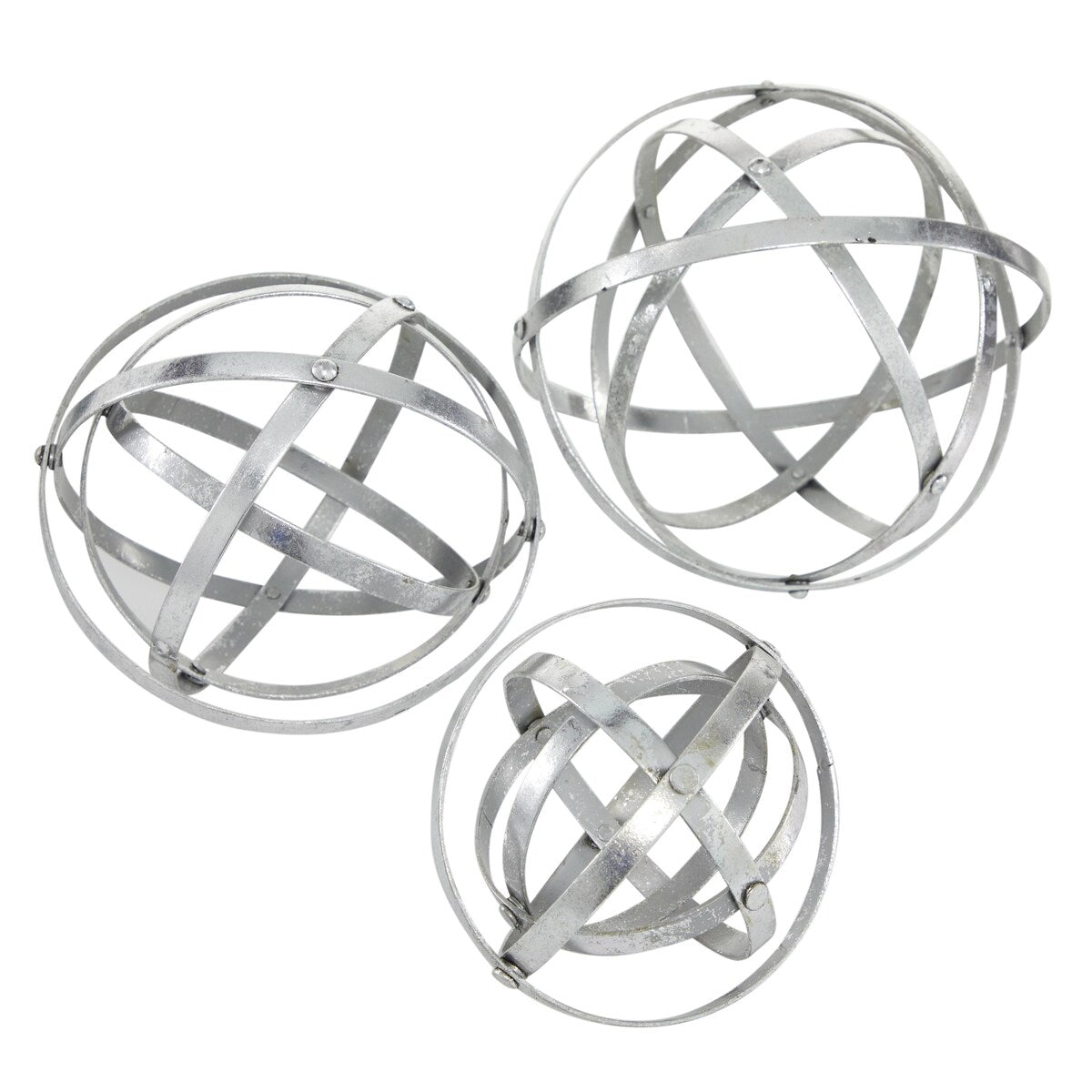 Metal Geometric Decorative Sculpture - Set of 3 Silver - Roche River Decor