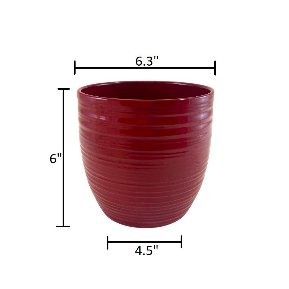 6.3 Ceramic Bergamo Indoor Plant Pots - White or Red