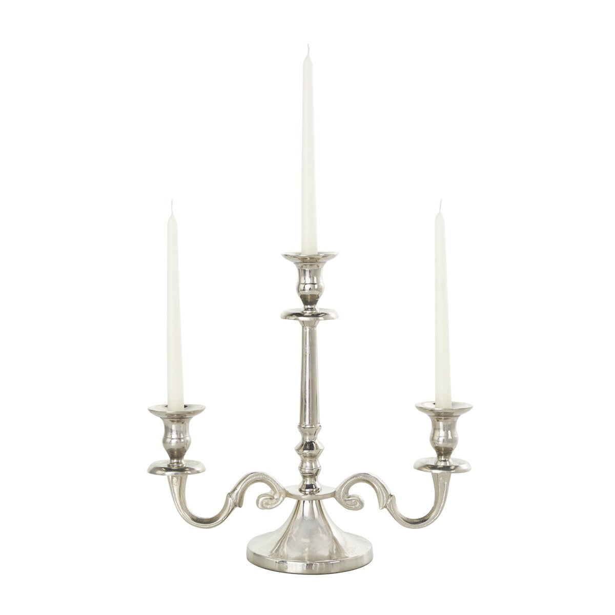 Aluminum Metal Scrolled Candelabra - Gold or Silver - The Novogratz