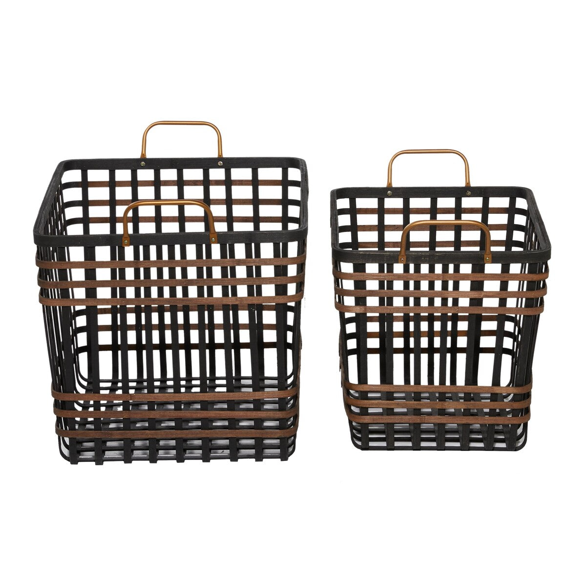 Seagrass Decorative and Functional Storage Basket with Handles - Set of 2 Black - Roche River Decor