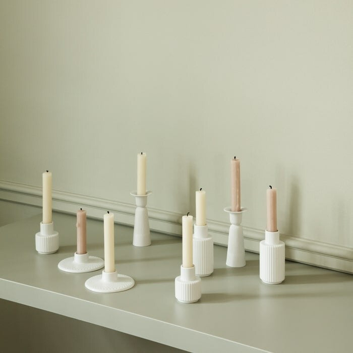 Lyngby Porceln Candle Holder, White - H: 4.3