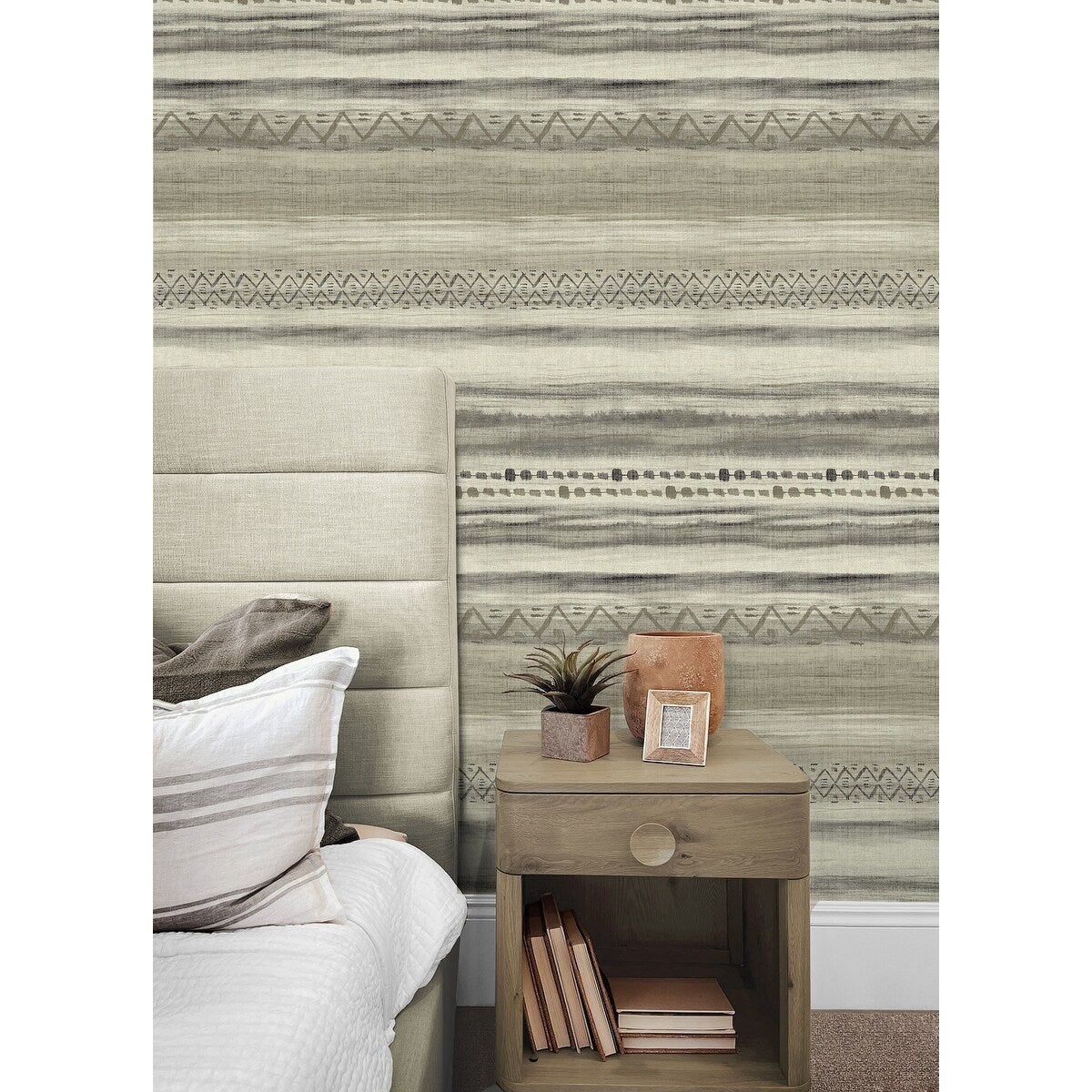 Seabrook Designs Trevino Tribal Stripes Unpasted Wallpaper