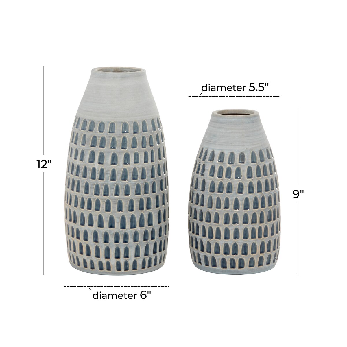 Ceramic Handmade Decorative Vase - Set of 2 Gray - Roche River Decor