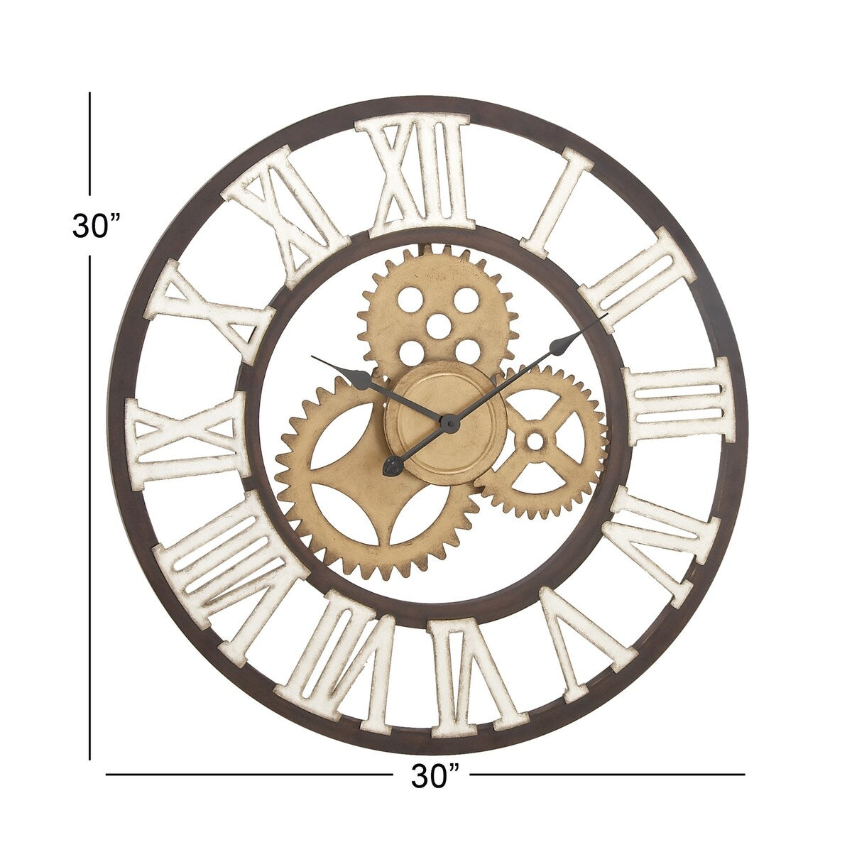 Metal Gear Decorative Wall Clock - Brown - Roche River Decor