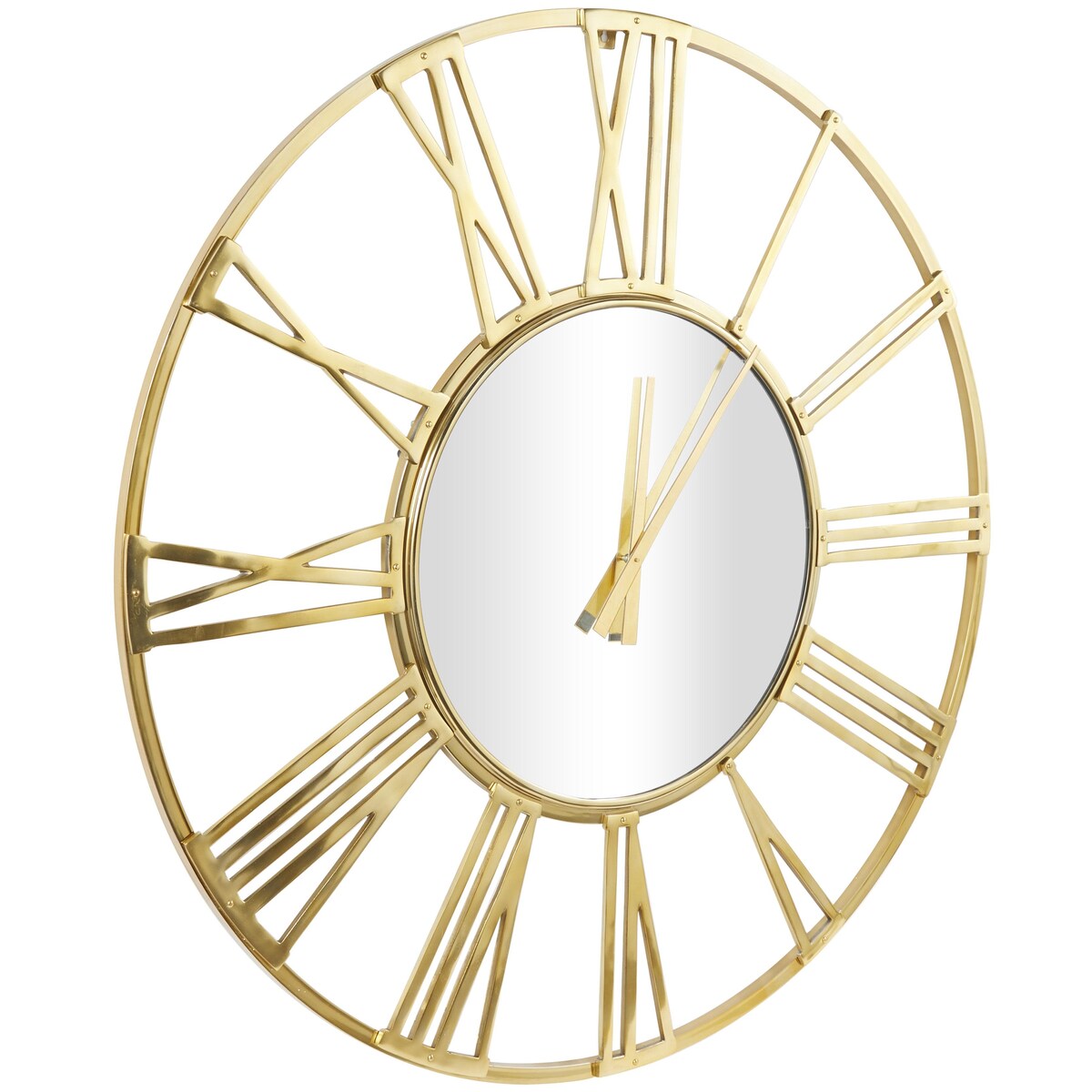 Aluminum Metal Geometric Open Frame Decorative Wall Clock with Glass Center - Silver or Gold - Roche River Decor