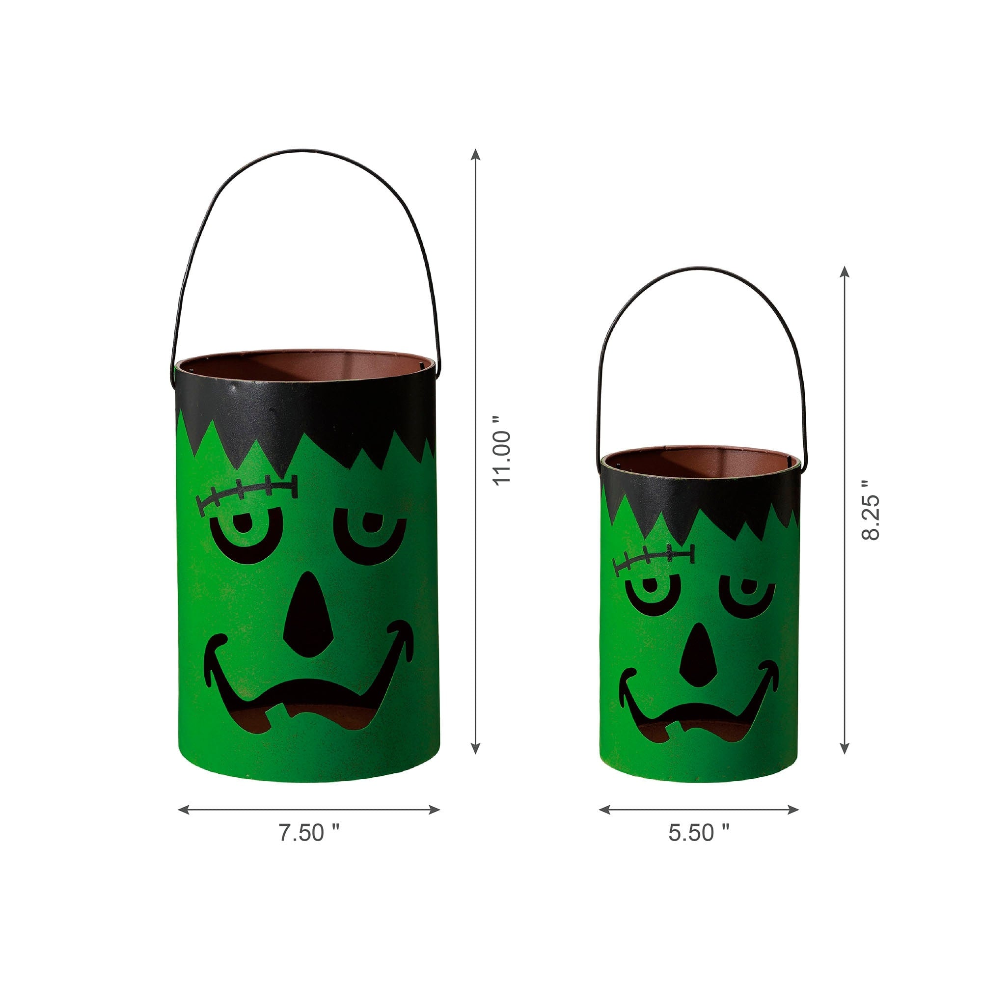 Glitzhome Set of 2 Halloween Metal Bucket Lanterns